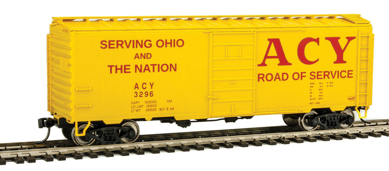 40' PS-1 Boxcar - Ready to Run -- Akron, Canton & Youngstown #3296 (yellow, red, Road of Service Slogan)-1