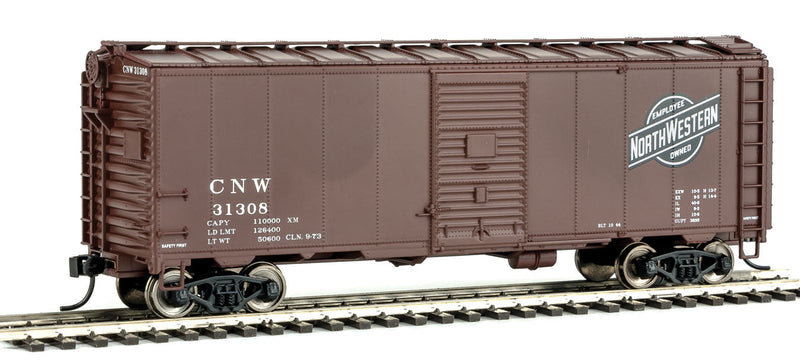 40' AAR Modified 1937 Boxcar - Ready to Run -- Chicago & North Western(TM) #31308 (Boxcar Red, black; Employee Owned Logo)-1