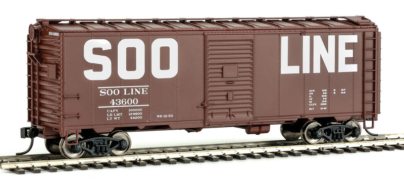 40' AAR Modified 1937 Boxcar - Ready to Run -- Soo Line #43600 (Boxcar Red, Squared Block Lettering)-1