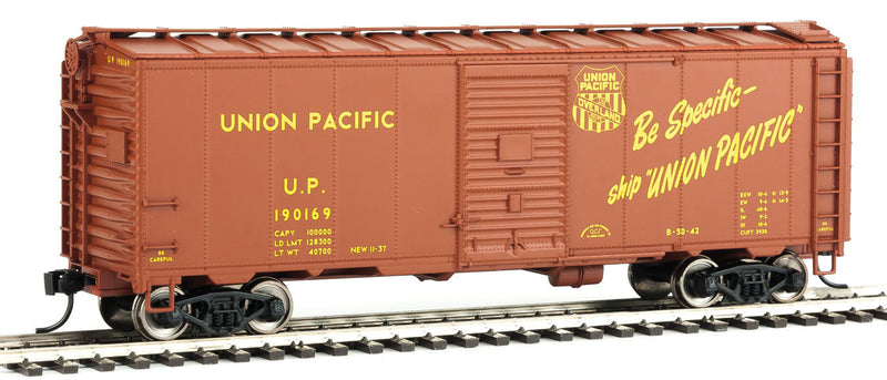 40' AAR Modified 1937 Boxcar - Ready to Run -- Union Pacific(R) #190169 (Boxcar Red, yellow; Overland, "Be Specific...")-1