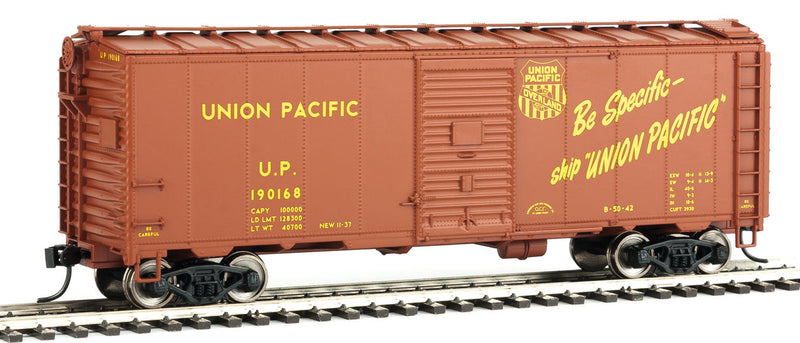 40' AAR Modified 1937 Boxcar - Ready to Run -- Union Pacific(R) #190168 (Boxcar Red, yellow; Overland, "Be Specific...")-1