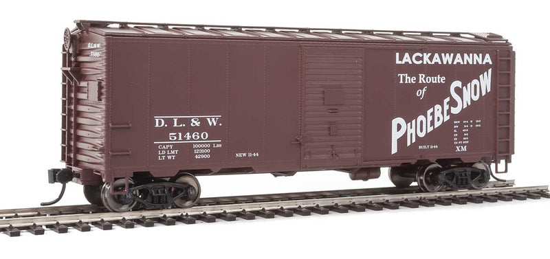 40' AAR Modified 1937 Boxcar - Ready to Run -- Delaware, Lackawanna & Western #51460 (Oxide, white; Route of Phoebe Snow)-1