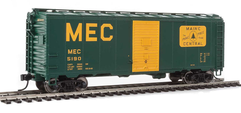 40' AAR Modified 1937 Boxcar - Ready to Run -- Maine Central #5190 (green, yellow; Large MEC, The Pine Tree Route Logos)-1