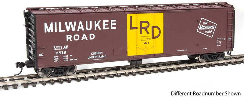 50' PC&F Insulated Boxcar - Ready to Run -- Milwaukee Road #2937 (Boxcar Red, black, white; LRD Door Markings)-1