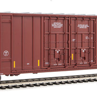 60' High Cube Plate F Boxcar - Ready to Run -- Kansas City Southern #759011 (brown, white; Yellow Conspicuity Markings)