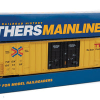 60' High Cube Plate F Boxcar - Ready to Run -- Trailer-Train TBOX #661318 (yellow, black, Red TTX Logo; Conspicuity Stripes
