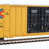 60' High Cube Plate F Boxcar - Ready to Run -- Trailer-Train TBOX #662126 (yellow, black, Red TTX Logo; Conspicuity Stripes