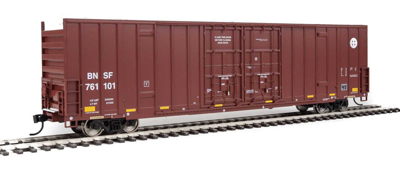 60' High-Cube Plate F Boxcar - Ready to Run -- Burlington Northern Santa Fe #761101 (Boxcar Red, Circle Logo)-1