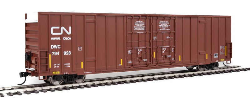 60' High-Cube Plate F Boxcar - Ready to Run -- Canadian National DWC #794928 (Boxcar Red, Website Noodle Logo)-1
