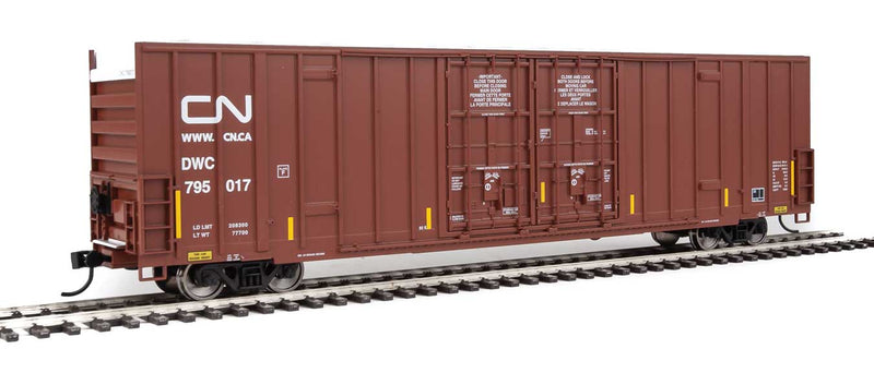 60' High-Cube Plate F Boxcar - Ready to Run -- Canadian National DWC #795017 (Boxcar Red, Website Noodle Logo)-1
