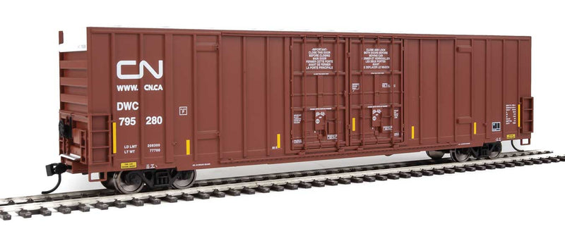 60' High-Cube Plate F Boxcar - Ready to Run -- Canadian National DWC #795280 (Boxcar Red, Website Noodle Logo)-1