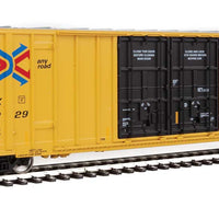 60' High-Cube Plate F Boxcar - Ready to Run -- TTX TBOX #661229 (yellow, black, Red TTX and Next Load Any Road Logos)