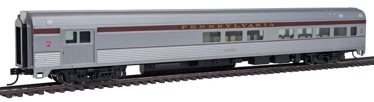 85' Budd Baggage-Lounge - Ready to Run -- Pennsylvania Railroad (silver, Tuscan)-1