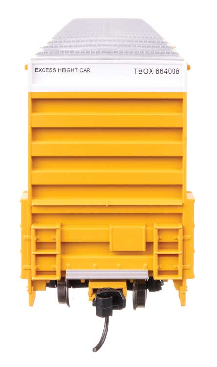 60' High Cube Plate F Horizontal Post Boxcar - Ready to Run -- TTX TBOX #664008 (yellow, black, Standard Lettering)-4