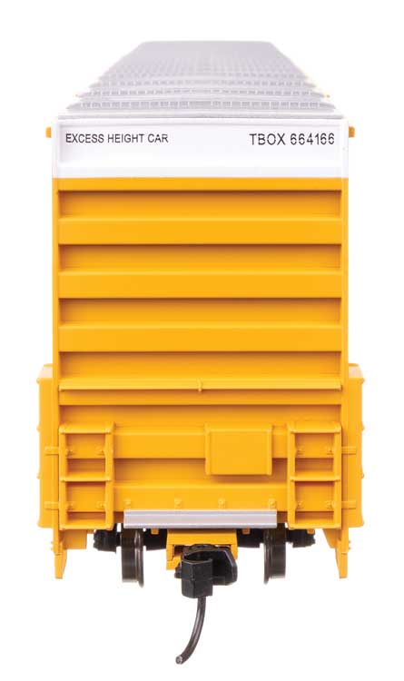 60' High Cube Plate F Horizontal Post Boxcar - Ready to Run -- TTX TBOX #664166 (yellow, black, Standard Lettering)-4