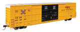 60' High Cube Plate F Horizontal Post Boxcar - Ready to Run -- TTX TBOX #664204 (yellow, black, Standard Lettering)-2