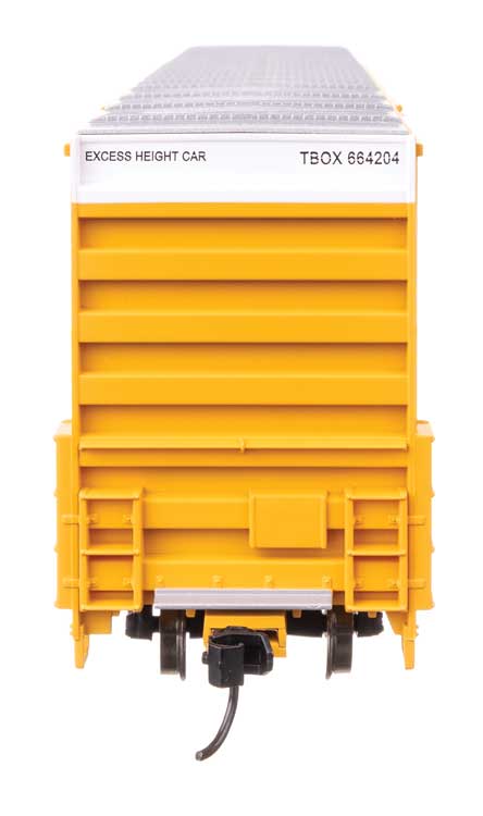 60' High Cube Plate F Horizontal Post Boxcar - Ready to Run -- TTX TBOX #664204 (yellow, black, Standard Lettering)-4