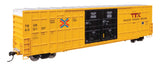 60' High Cube Plate F Horizontal Post Boxcar - Ready to Run -- TTX TBOX #630107 (yellow, black, High Lettering)-2
