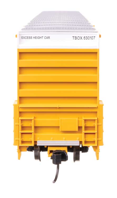 60' High Cube Plate F Horizontal Post Boxcar - Ready to Run -- TTX TBOX #630107 (yellow, black, High Lettering)-4