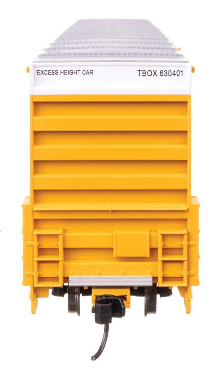 60' High Cube Plate F Horizontal Post Boxcar - Ready to Run -- TTX TBOX #630401 (yellow, black, High Lettering)-4