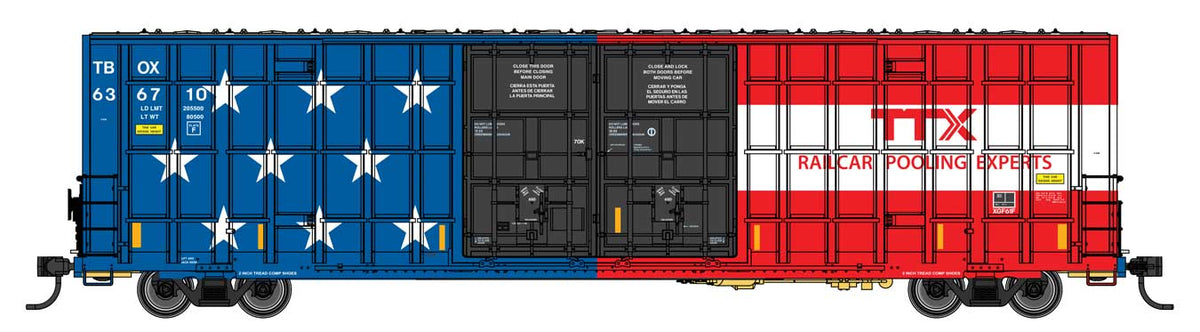60' High Cube Plate F Horizontal Post Boxcar - Ready to Run -- TTX #636710 (America 250th Anniversary)