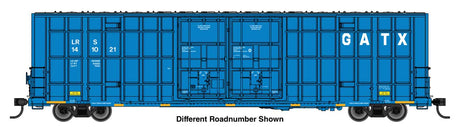 60' High Cube Plate F Horizontal Post Boxcar - Ready to Run -- GATX Leasing LRS #141049 (blue, white)