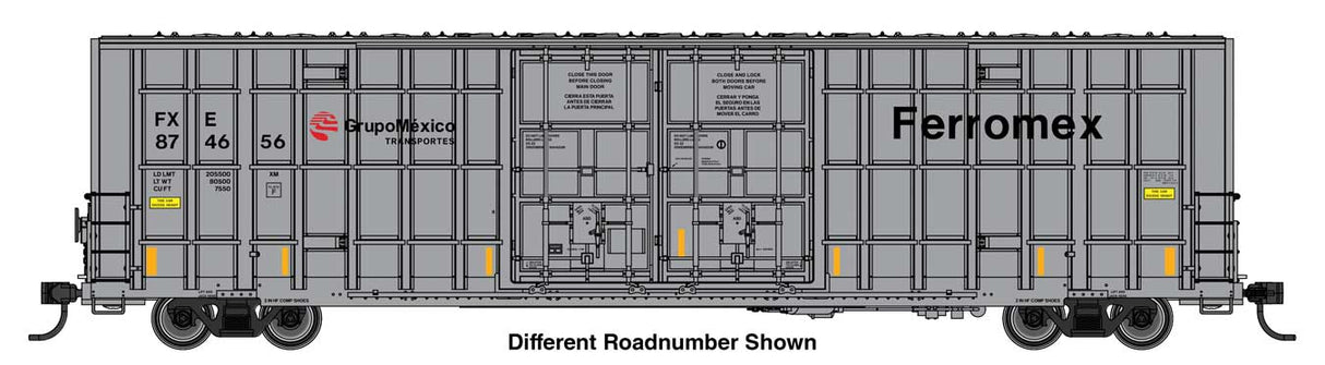 60' High Cube Plate F Horizontal Post Boxcar - Ready to Run -- Ferromex #874750