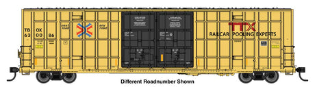 60' High Cube Plate F Horizontal Post Boxcar - Ready to Run -- TTX TBOX #630212 (yellow, black, High Lettering)