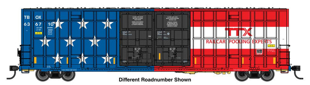 60' High Cube Plate F Horizontal Post Boxcar - Ready to Run -- 250th Anniversary TTX #636707