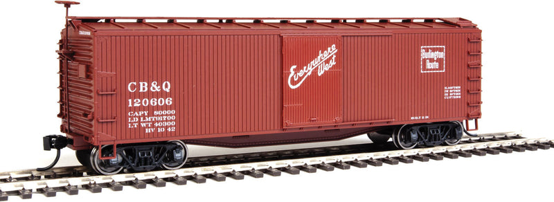 40' USRA Wood Boxcar - Ready To Run -- Chicago, Burlington & Quincy #120606 (Boxcar Red, "Everywhere West" Slogan-1