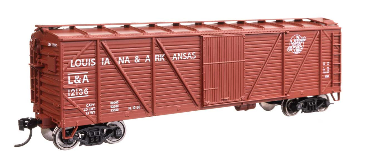 40' ARA Single Sheathed Boxcar with Dreadnaught Ends - Ready to Run -- Louisiana & Arkansas #12136-1