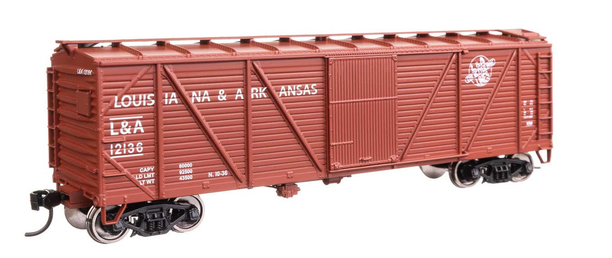 40' ARA Single Sheathed Boxcar with Dreadnaught Ends - Ready to Run -- Louisiana & Arkansas #12136-2