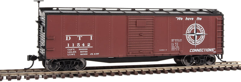 40' Rebuilt Steel Boxcar - Ready To Run -- Detroit, Toledo & Ironton #11542 (Boxcar Red, black; Compass Logo)-1