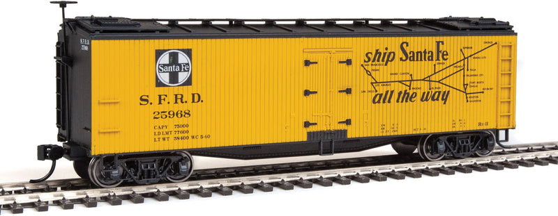 40' Early Reefer - Ready To Run -- Santa Fe SFRD #25968 (orange, black; "Grand Canyon Line" Slogan)-1