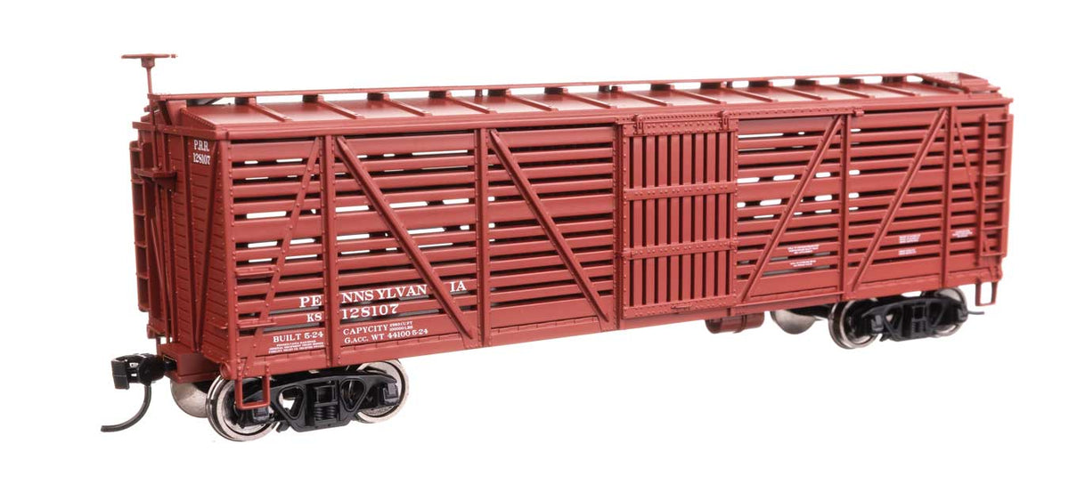 40' Wood Stock Car - Ready to Run -- Pennsylvania Railroad #128107-1
