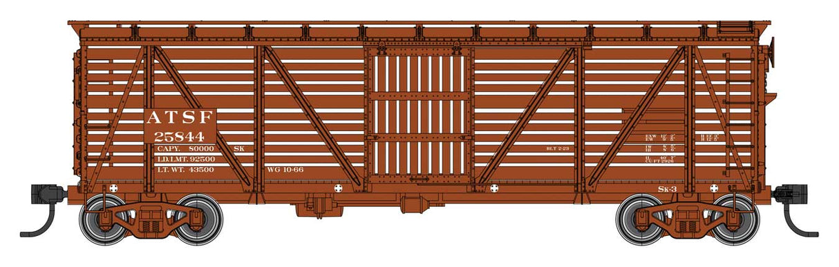 40' Wood Stock Car with Dreadnaught ends - Ready to Run -- Santa Fe #25844-1