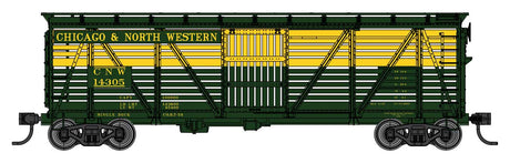40' Wood Stock Car with Dreadnaught ends - Ready to Run -- Chicago & North Western #14305-1