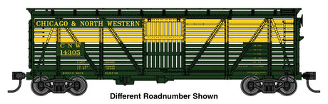 40' Wood Stock Car with Dreadnaught ends - Ready to Run -- Chicago & North Western #14343-1