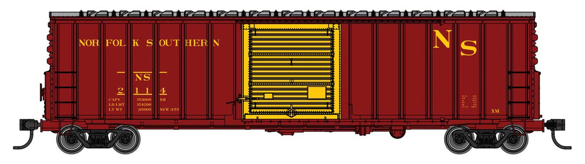 50' ACF Exterior Post Dreadnaught End Plate B Boxcar - Ready to Run -- Norfolk Southern #2114