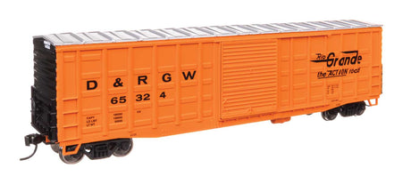 50' Waffle Side Boxcar - Ready To Run -- Denver & Rio Grande Western (TM) #65324 (Youngstown Door)-1