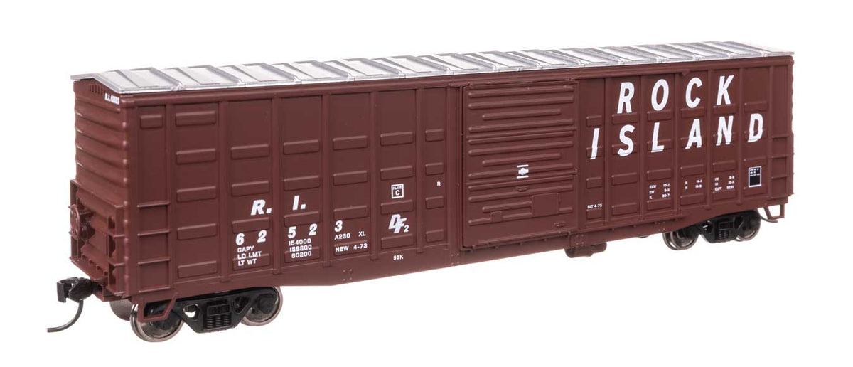 50' Waffle Side Boxcar - Ready To Run -- Rock Island #62523 (Pullman-Standard Door)-1