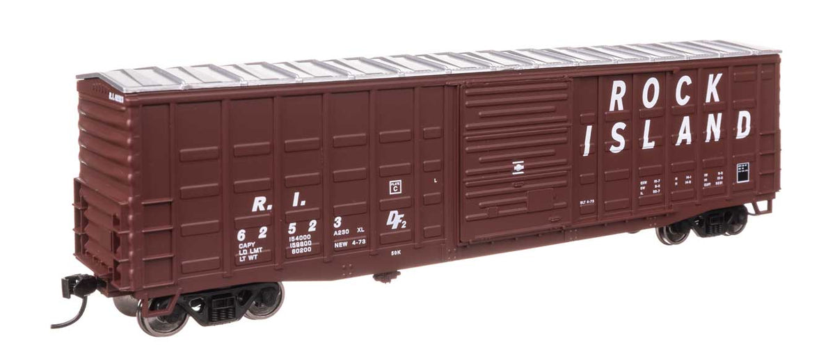 50' Waffle Side Boxcar - Ready To Run -- Rock Island #62523 (Pullman-Standard Door)-2