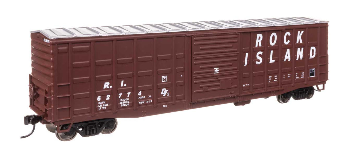 50' Waffle Side Boxcar - Ready To Run -- Rock Island #62774 (Pullman-Standard Door)-1