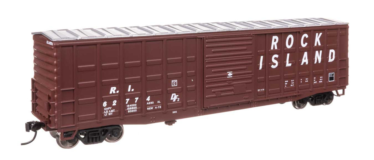 50' Waffle Side Boxcar - Ready To Run -- Rock Island #62774 (Pullman-Standard Door)-2