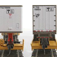 50' Front Runner with Trailer - Ready-to-Run -- Trailer-Train TTOX #120034 w/45' TOTE Trailer #750054 (Car: yellow, black)