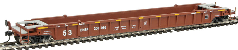 53' NSC Well Car - Ready to Run -- Burlington Northern & Santa Fe #208066 (Boxcar Red, Wedge Logo)-1