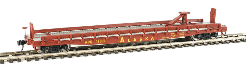 53' GSC Piggyback Service Flatcar - Ready to Run -- Alaska Railroad #12565 (Boxcar Red, yellow; Late Hitch)-1