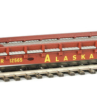 53' GSC Piggyback Service Flatcar - Ready to Run -- Alaska Railroad #12565 (Boxcar Red, yellow; Late Hitch)