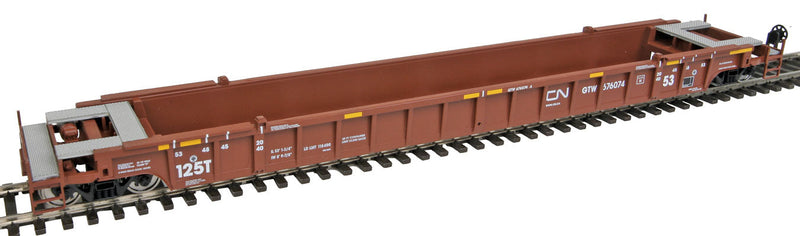 NSC 3-Unit 53' Drawbar-connected Well Car - Ready-to-Run -- Grand Trunk Western CN #676074 (Boxcar Red; CN Website, Noodle Logo)-1