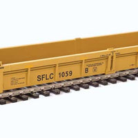 Thrall 5-Unit Rebuilt 40' Well Car - Ready to Run -- Santa Fe Leasing SFLC #1059 A-E (yellow, black, yellow conspicuity stripes)